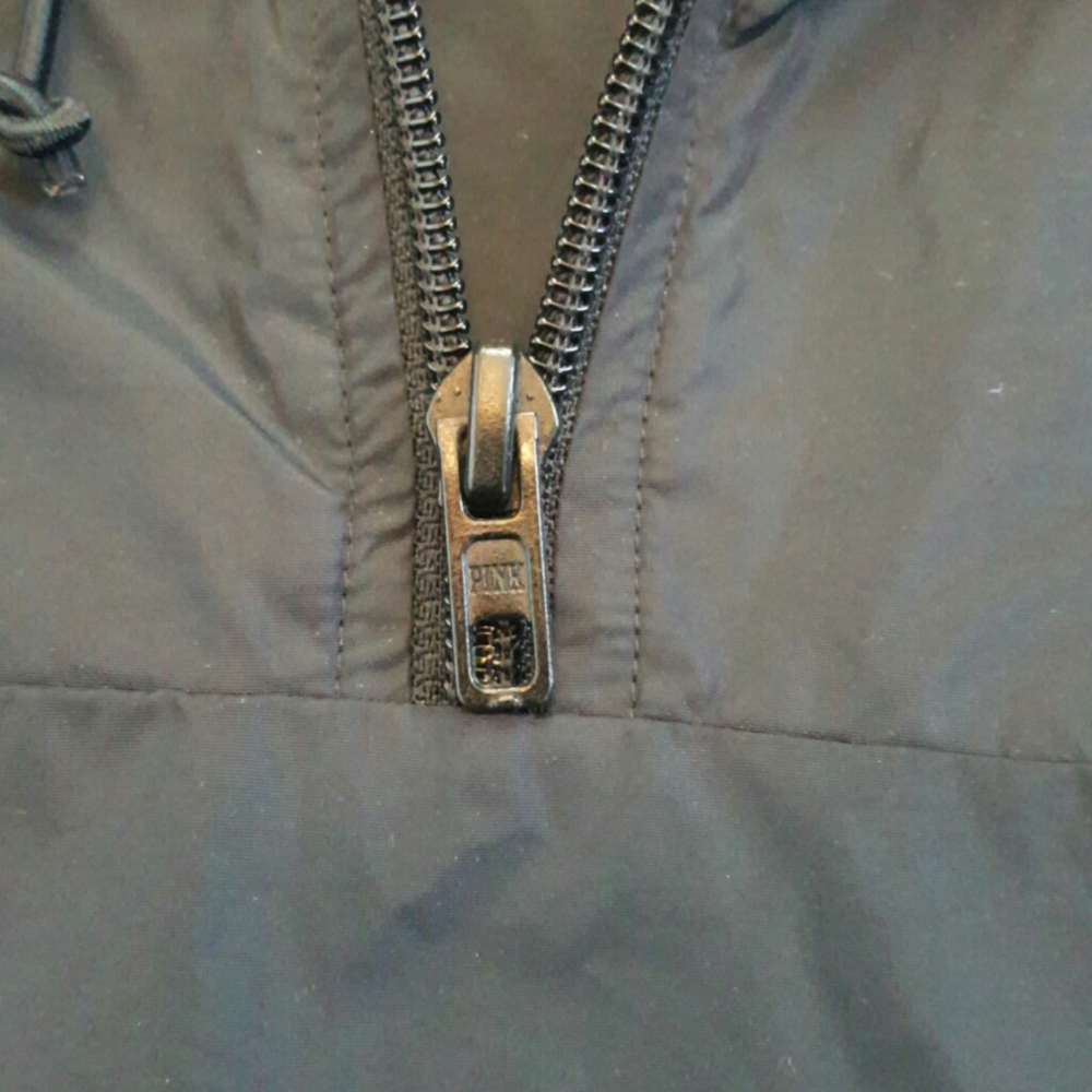 PINK victoria's secret windbreaker pullover black lightweight quarter zip‎ XS - Picture 5 of 6